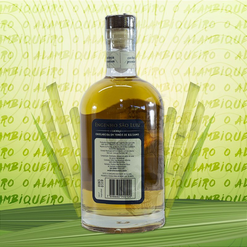 Cachaça Engenho São Luiz Premium Bálsamo 750ml