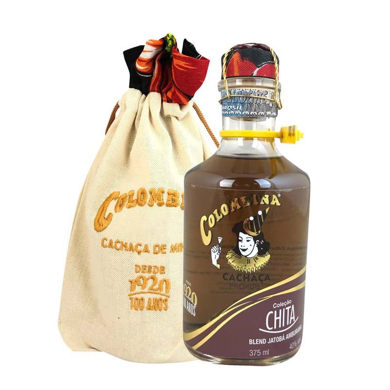 Cachaça Colombina Chita Blend Amburana e Jatobá 100 Anos 375ml